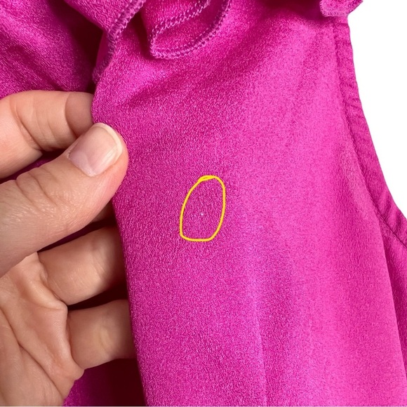 Milano Fuchsia Ruffle Front Smocked Hem Sleeveless Blouse - Picture 8 of 9